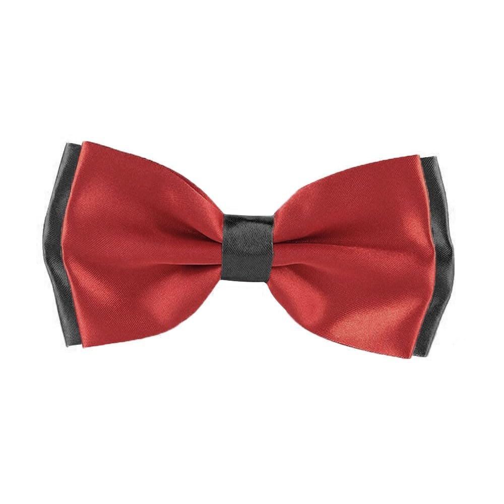 GOOD 1 STORE Doube Bowtie Mens Classic Multi Combo Pre-tied Satin Polyester Formal Bow tie Set For Boy Women and Men & Adjustable Length and Many Colors Option in bulk (1, Maroon & Black)