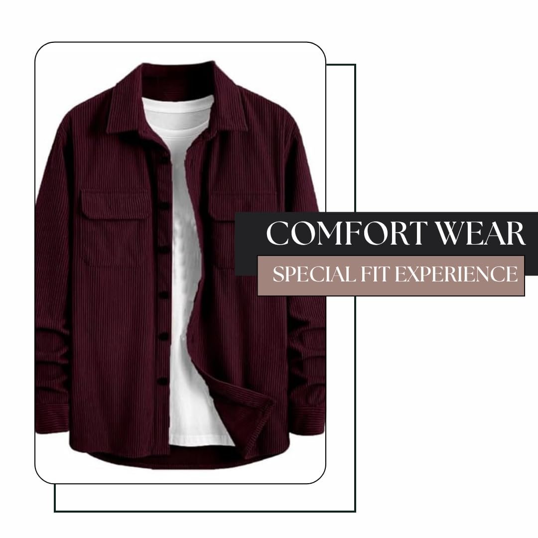 MiraMichi Men's Full Sleeve Corduroy Striped Casual Jacket, Ideal for Everyday Stylish Outfits - Image 4