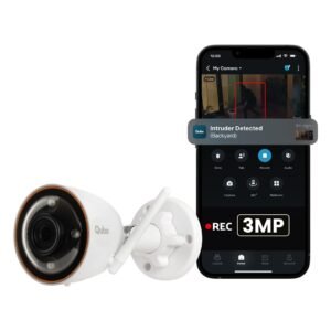 QUBO Smart Outdoor 3MP 1296p WiFi Bullet Camera from Hero Group | Color Night Vision | AI Person Detection | Smart Spotlight | IP66 Weather Resistant | Made in India | 2024 Launch |