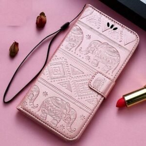 Dkandy for OnePlus Nord CE5, Diva Series Embossing Elephant Faux Leather Flip Wallet Case Stand with Card Holder & Magnetic Closure Flip Cover for OnePlus Nord CE5 – Rose Gold