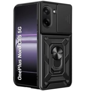 TheGiftKart PC,TPU Tough Armor Bumper Back Cover Case for OnePlus Nord CE 5 5G|Sliding Camera Cover,Kickstand & Ring Holder|360 Degree Protection Back Cover Case for OnePlus Nord CE5 5G