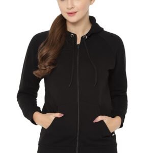 Allen Solly Women’s Synthetic Hooded Neck Sweatshirt | Long Seelves Regular Fit Zipper