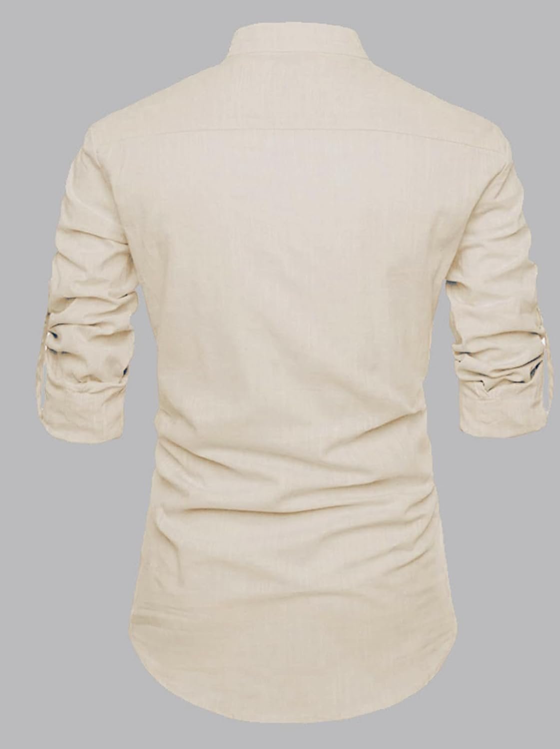 DEELMO Men's Cotton Blend Mandarin Collar Self One Design Full Sleeve Casual Short Kurta - Image 5