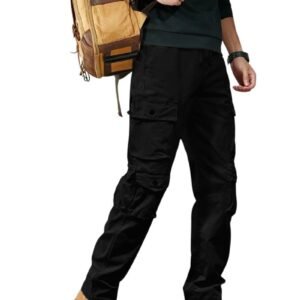 Leriya Fashion Men Mid Rise Cargo Pants with 6 Pockets, Premium Cotton Drawstring Trousers, Comfortable Casual Workwear Joggers, Stretchable Track Pants for Office and Parties