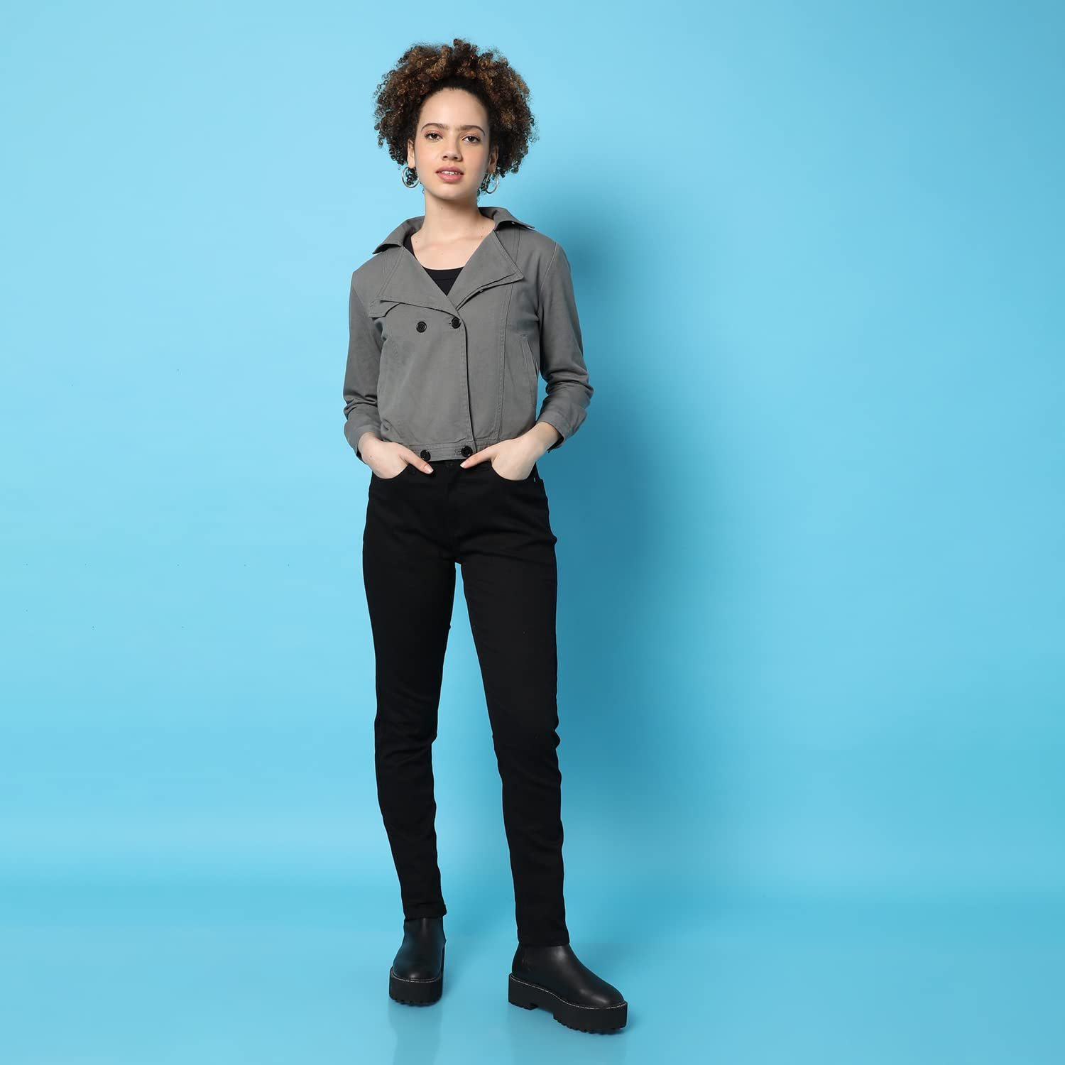 Campus Sutra Women's Cotton Regular Hooded Neck Jacket - Image 5