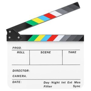 ZIBUYU® Movie Clap Board Stage Prop Acrylic Studio Camera Photography Director Film Clapper Board Clapboard Size – 10”x12″
