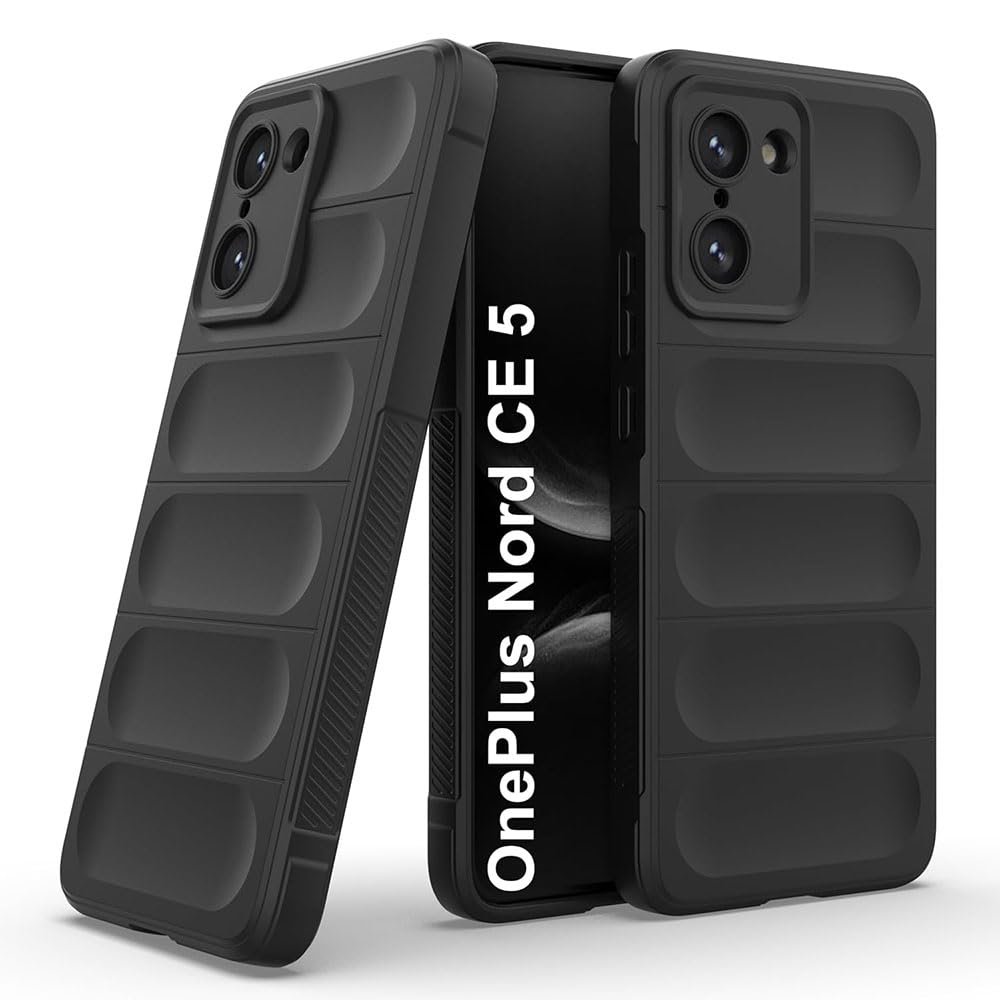 Amazon Brand-Solimo Mobile Cover for OnePlus Nord CE5 5G | Full Camera Protection | Liquid Silicon Case | Flexible Bumper Case for OnePlus Nord CE5 5G (Black)