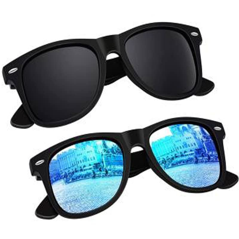 Black & Blue Rectangular Combo Sunglasses for Men And Women with UV Protection (Lens Black & Blue || Frame-Black || FRH-264) - Pack of 2