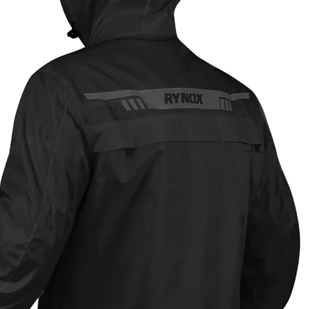 Rynox Unisex Adult H2Go Pro 3 Rain Standard Length Jacket I 15000mm Waterproof Nylon Shell | Motorcycle Riding Rain Jacket | Heat Sealed Seams | Drycore WR Zippers - Black, 3XL - Image 6