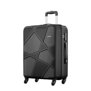 Safari Polypropylene Pentagon Hardside Large Size Check-in Luggage Speed_Wheel 8 Wheel Suitcase Trolley Bags for Travel Black Color 75Cm