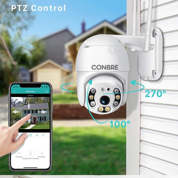 Conbre UltraXR 2MP Outdoor Smart WiFi Wireless IP CCTV Security Camera | Colored Night Vision | 2-Way Audio | Motion Track | Cruise Mode | Support 128 GB Micro SD Card Slot - Image 2