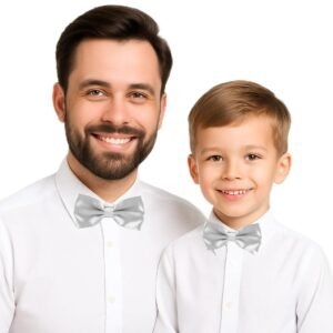 GOOD 1 STORE Matching Men & Kids Bow Tie Set Formal Adjustable Bowtie for Father & Son Family Events Elegant Satin Polyster Bowtie for Dad and Kid