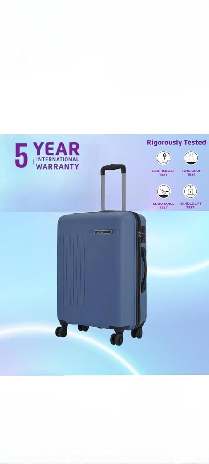 PP Hard Shell 8 Spinner Wheels Safari Lancer Medium Size 24 Inch Trolley Bag for Travel with 5 Years Warranty - Ink Blue - Image 2