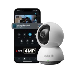 Qubo Smart 360° 4MP [Ultra 2K] Wi-Fi Security Camera by Hero Group | Indoor CCTV Cam for Home | AI Person Detection | Auto-Alarm | App Alerts | NightPulse Vision | SD&Cloud Storage | Made in India