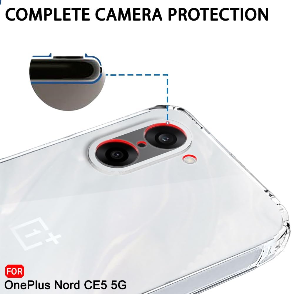 TheGiftKart Back Cover Soft Case for OnePlus Nord CE 5 5G | Best Camera Protection | Inbuilt Dust Plugs & Anti-Slip Grip | Ultra Clear Slim Back Cover Case for OnePlus Nord CE5 (Silicone, Transparent) - Image 3