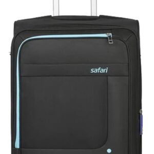 Safari Star 65cm Trolley Suitcase, Medium Size, 4 Wheels, Premium Fabric, Fixed Combination Lock, Black
