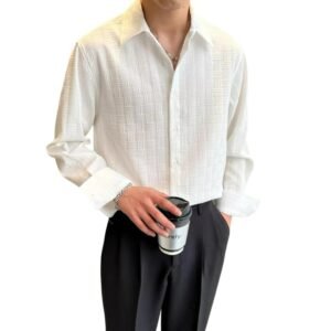 Leriya Fashion Men’s Formal Button Down Shirt – Slim Fit Office Wear Shirt for Men | Textured Long Sleeve Polycotton | Business & Meeting Ready