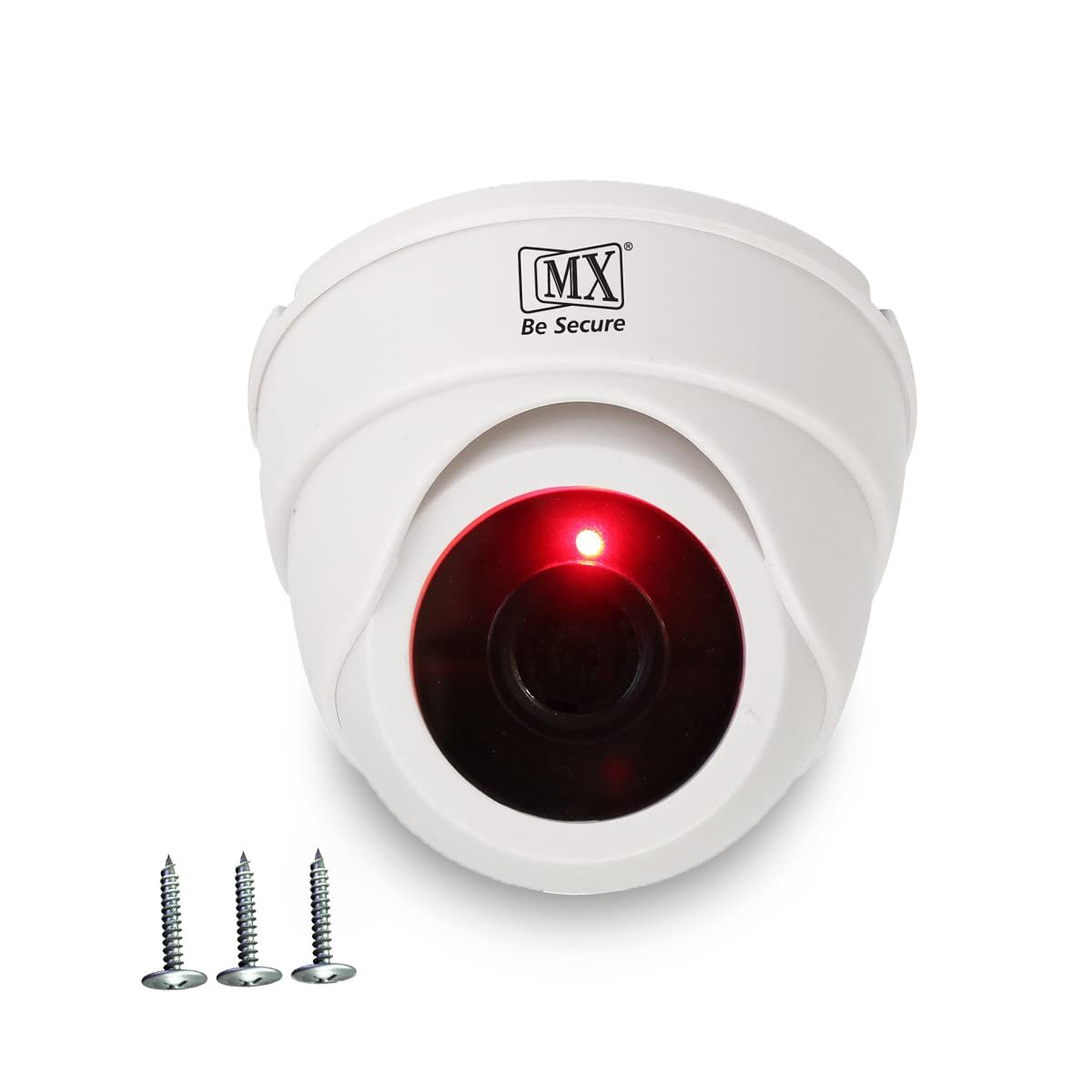 MX Dummy CCTV Dome Camera with Flashing Red LED Light | Fake Security Camera for Indoor Outdoor Use | No Audio No Video | Realistic Surveillance Look for Home Office Shop (Dummy Camera, 1 PCS)