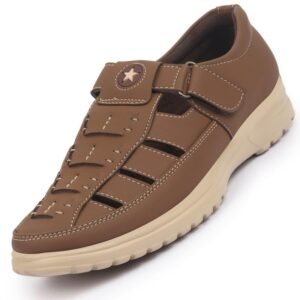 FAUSTO Men’s Feather Light EVA Sole Shoe Style Comfortable Dress Sandal With Memory Cushion|Stitched Hook & Loop Sandal For Work|Evening|Festive