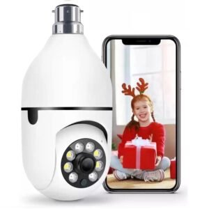 TP PLUS 3MP Full HD Smart Wi-Fi CCTV Home Security Camera 360° with Pan Tilt Bulb Camera View & Talk 128GB SD Card Support (Not Included) Perfect for Home Office Monitoring (Light Camera)