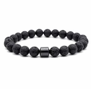 Yellow Chimes Beads Bracelets for Men | Fashion Black Bracelet | Sretchable Mens Bracelets Irregular Stone Bracelet For Boys| Hand Accessories for Men | Birthday Anniversary Gift for Men & Husband