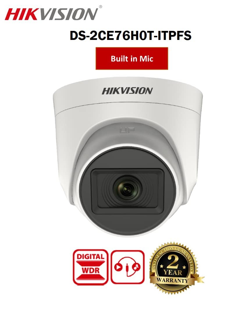 HIKVISION 5 MP Indoor Dome CCTV Camera with inbuilt Audio Mic DS-2CE76H0T-ITPFS White Wired, 1080P - Image 3