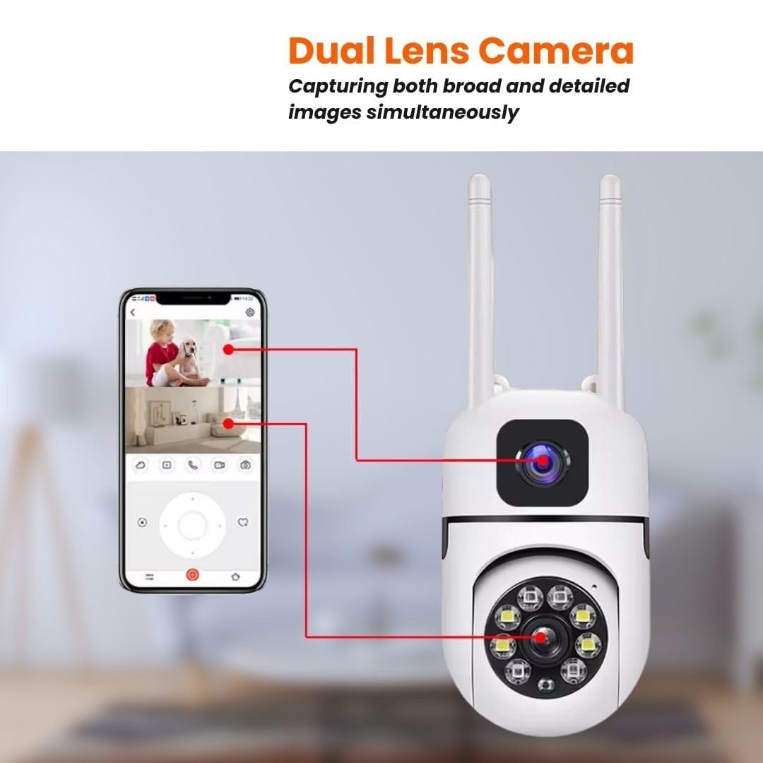 TP Plus 4+4MP Dual Lens Mini Wireless PTZ | Live Monitoring | CCTV Camera Color Night Mode | Motion Detection | Two-Way Audio | Indoor/Outdoor Security Camera for Home (Dual Lens Mini Dome K-804) - Image 3