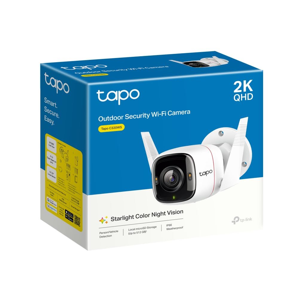 Tapo 4MP 2K QHD (2560X1440) Outdoor CCTV Security Wi-Fi Smart Camera -Alexa Enabled -Weatherproof -Full Color Starlight Night Vision -2-Way Audio -Up to 256 GB SD Storage - C320Ws- White - Image 7