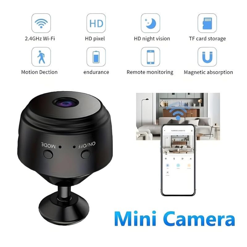 Drumstone ๐ญ๐ฑ ๐ฌ๐ฒ๐ฎ๐ฟ๐ ๐ช๐ฎ๐ฟ๐ฟ๐ฎ๐ป๐๐ Mini WiFi Spy Camera with 150ยฐ Wide Angle, 1080P HD Video, Night Vision, Motion Detection, Remote Viewing, Magnetic Mount, Loop Recording Nanny Cam. - Image 2