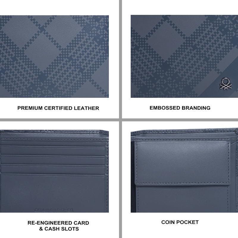 United Colors of Benetton Men's Leather Wallet Cathair - Grey | Global Coin Wallet with RFID Protection, Multiple Card Slots | Coin Pocket | Bi-Fold Purse for Men | Ideal for Gifting - Image 7