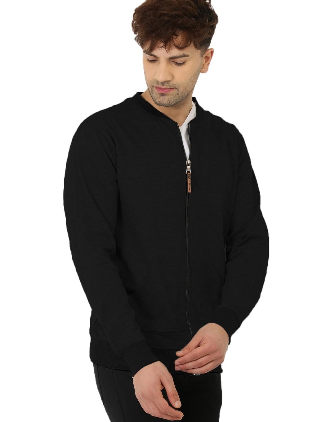 LEOTUDE CASUAL JACKET for Men's Regular Fit Loopknit Bomber Jacket with Zipper Closure and 2 Side Pockets (Color Maroon) - Image 3