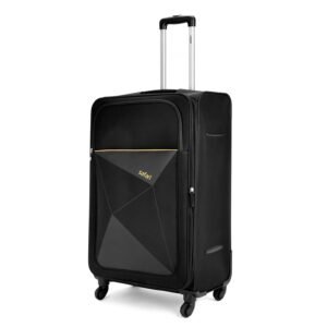 Safari Prisma 67Cm Medium Checkin Trolley Bag Poyester Expandable Soft Luggage, 4 Wheels 360 Degree Wheeling, Travel Bag, Suitcase for Travel, Trolley Bags for Travel Medium Size, Black