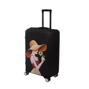 HOKIPO 180gsm Durable and Washable Suitcase Covers for Trolley Suitcase, Medium (23-24inch), Black Elegant Lady (NEW-5184-D6)