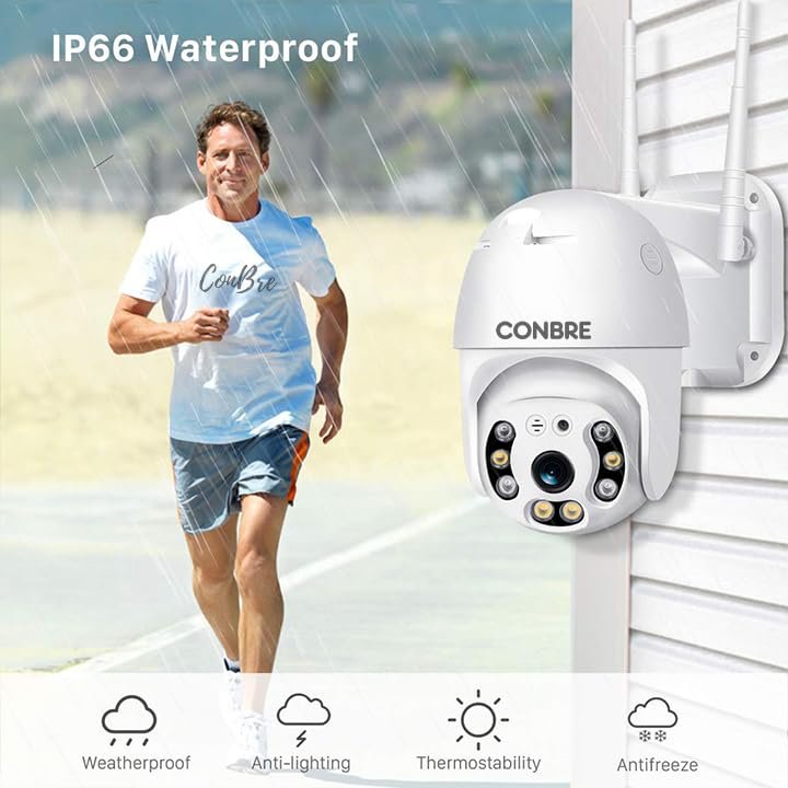 Conbre UltraXR 2MP Outdoor Smart WiFi Wireless IP CCTV Security Camera | Colored Night Vision | 2-Way Audio | Motion Track | Cruise Mode | Support 128 GB Micro SD Card Slot - Image 5