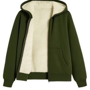 ADBUCKS Men’s Winter Lined Hoodie Zip Up Thick Soft Fur Sweatshirt Heavyweight Warm Fleece Jacket with Pockets