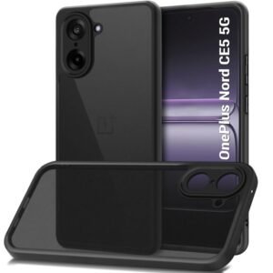 TheGiftKart Hybrid Shockproof Back Cover Case for OnePlus Nord CE 5 5G | 360° Protection | Hard Back Cover Case for OnePlus Nord CE5 5G (PC & TPU, Translucent Smoke Matte Back, Black Sides)