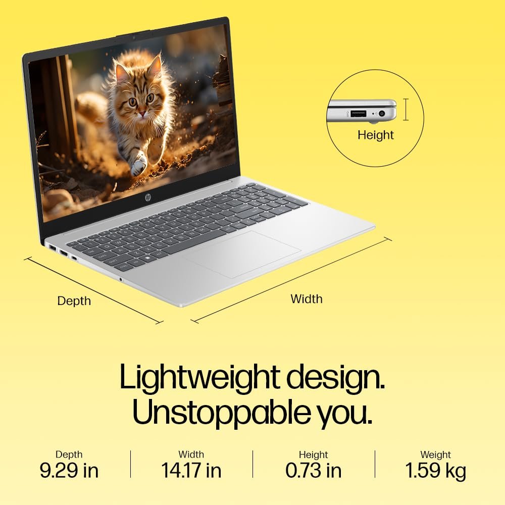 HP 15, AMD Ryzen 3 7320U (8GB LPDDR5, 512GB SSD) FHD, Anti-Glare, Micro-Edge, 15.6"/39.6cm, Win 11, Office 21, Silver, 1.59kg, fc0154AU, AMD Radeon Graphics, 1080p FHD Camera Laptop - Image 7