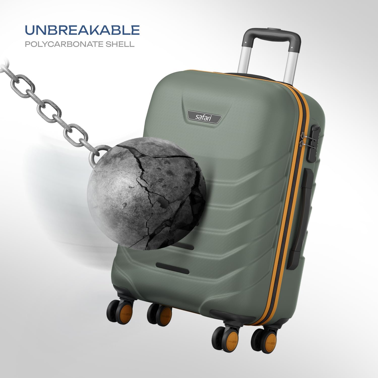 Safari Crescent 8 Wheels 66cm Medium Check-in Trolley Bag Hard Case Polycarbonate 360 Degree Wheeling System Luggage, Travel Bag, Suitcase for Travel, Trolley Bags for Travel, Thyme Green - Image 2