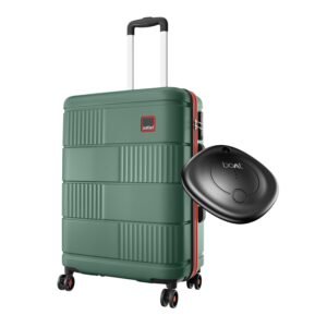 Safari Trackr 8 Wheels 69cm Medium Size GPS Enabled Trolley Bag with Boat Tag, Hard Case Polycarbonate Luggage, TSA Lock, Organized Interior, Suitcase for Travel, Trolley Bags for Travel, Dusk Green