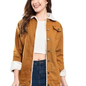 FUNDAY FASHION Women Cotton Blend Full Sleeve Solid Long Knee Length Jacket