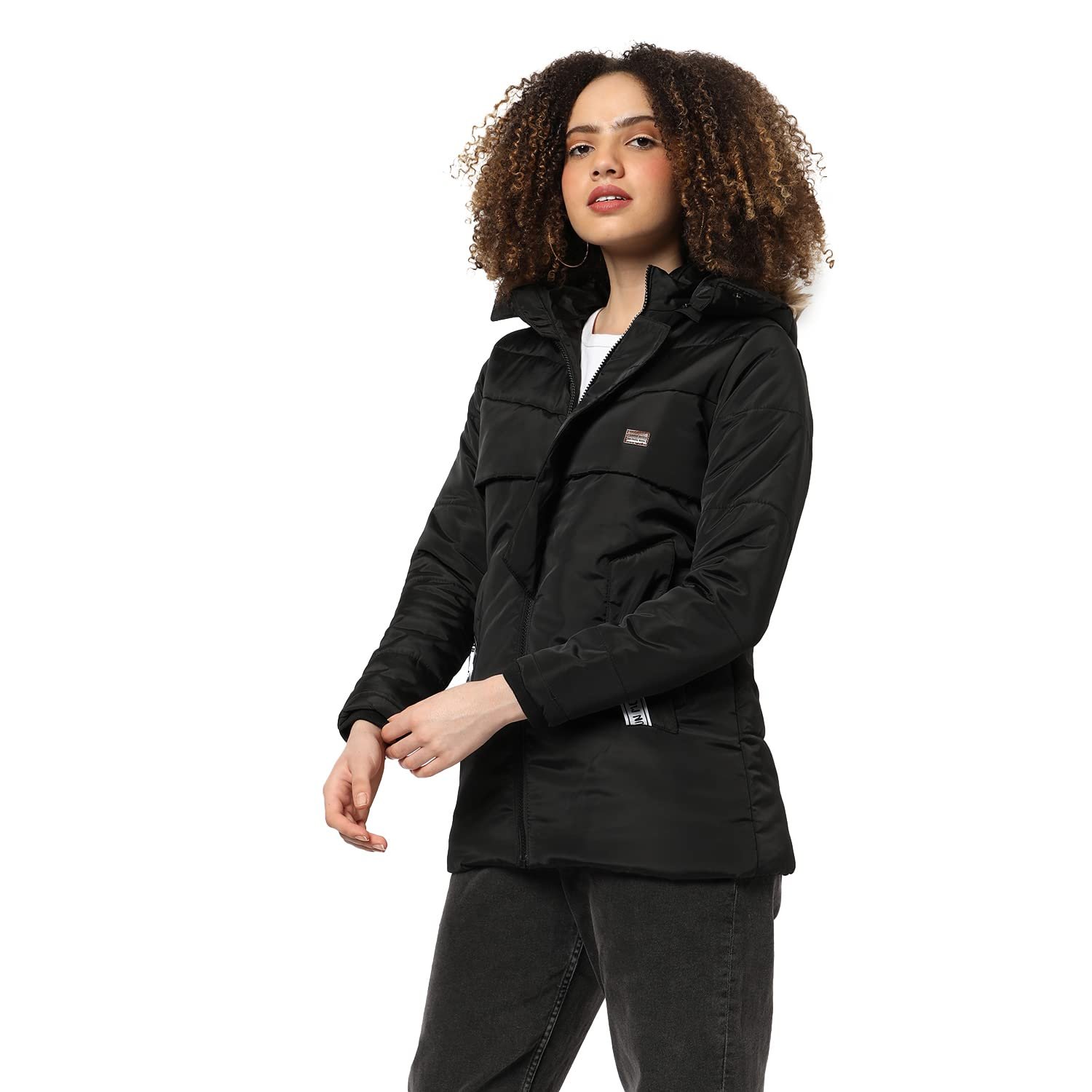 Campus Sutra Women's Polyester Standard Length A-Line Coat