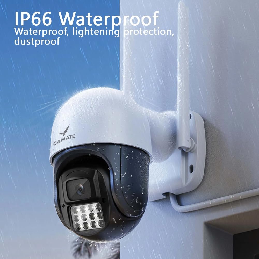 Camate Arc 3MP Full HD WiFi Outdoor CCTV Camera with PTZ | Weatherprood | Colored Night Vision | 2-Way Audio | Motion Track | Support 256 GB Micro SD Card Slot (Arc) - Image 3