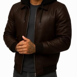Blaq Ash Men’s Faux Leather Removable Hooded Jacket