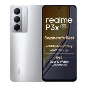 realme P3x 5G Smartphone 8+128GB Lunar Silver,6.72-inch Screen,120Hz Display,6000mAh Battery,45W SuperVOOC, 50MP Camera, MediaTek Dimensity 6400 Processor, IP64