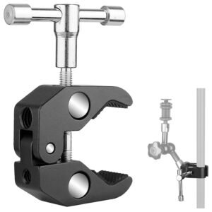 SOOPII Camera Clamp Mount Super Clamp with 1/4 and 3/8 Inch Thread Camera Arm Clip Photography Monitor Clip Mount for Camera LCD/DV Monitor Led Lights and Other Equipment (Opening Range:12mm-55mm)