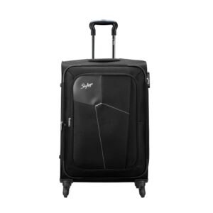 Skybags Medium Polyester Rubik Exp Str 69 Black Soft 4 Spinner Wheels Carry-On Luggage,