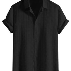 Leriya Fashion Men’s Formal Button Down Shirt – Slim Fit Office Wear Shirt for Men | Textured Short Sleeve Polycotton | Business & Meeting Ready (Available in Plus Size and Combo Pack of 2)