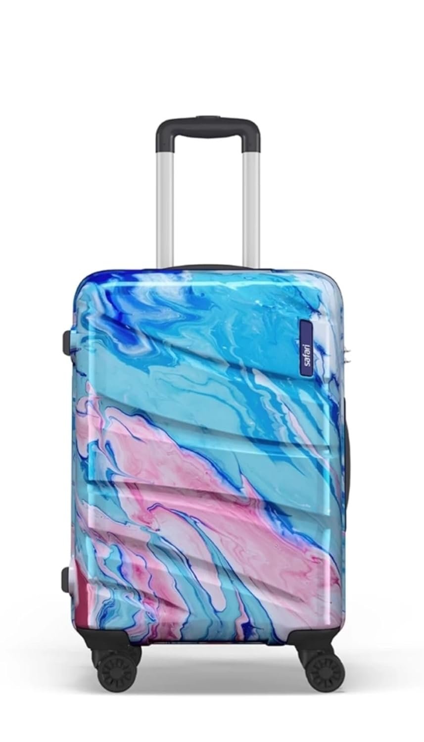 PC Hard Shell 8 Spinner Wheels Safari Printed Medium Size 24 Inch Trolley Bag for Travel with Dual Wheels Hue, Multicolor
