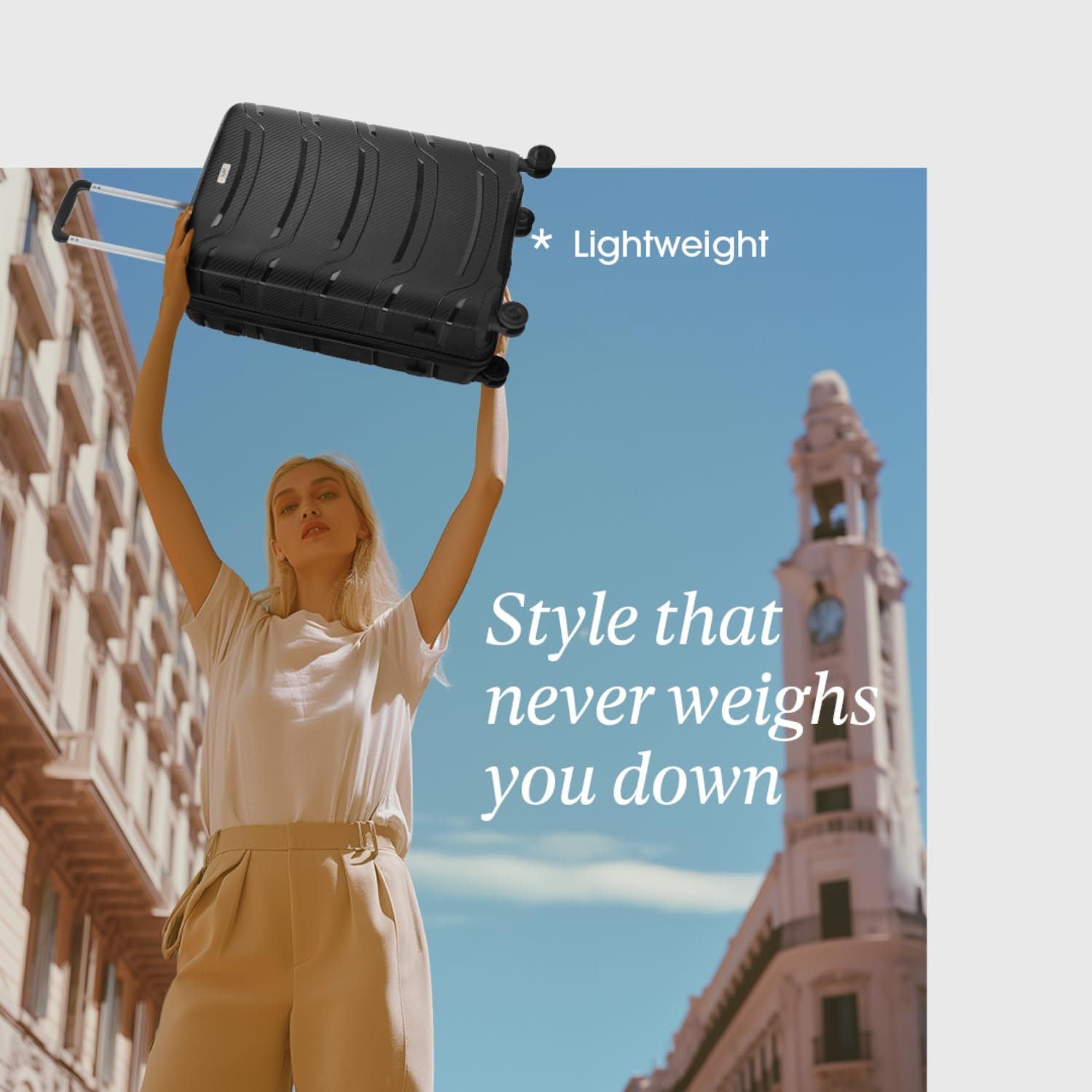 Skybags Medium Curve Size Hard Spinner Luggage (66 Cm)|Polypropylene Spinner Luggage Trolley with 8 Wheels| Black|Unisex - Image 3