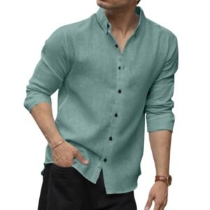 D&B Trends Men’s Cotton Linen Full Sleeve Shirt – Casual & Formal, Breathable Summer Shirt for Men, Regular & Slim Fit Button‑Down Linen Cotton Blend